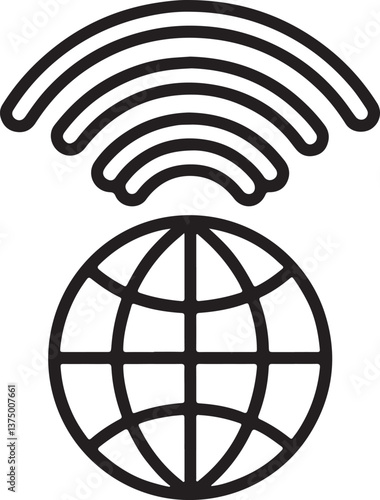 Connected with internet vector icon. World wide internet data connection icon in flat filled and outline stroke line art.