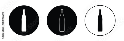Bottle Silhouette Collection. Wine, Beer, Liquor Bottle Vector Set .Vector Illustration . 