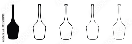 Bottle Silhouette Collection. Wine, Beer, Liquor Bottle Vector Set .Vector Illustration . 
