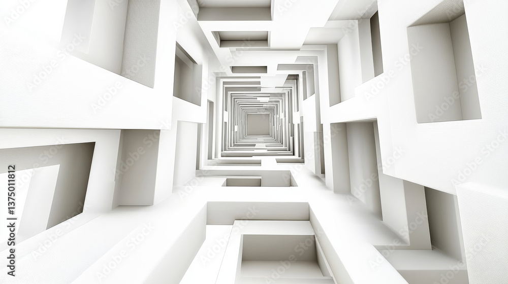 Modern abstract geometric design with white structures Modern abstract geometric design with white structures