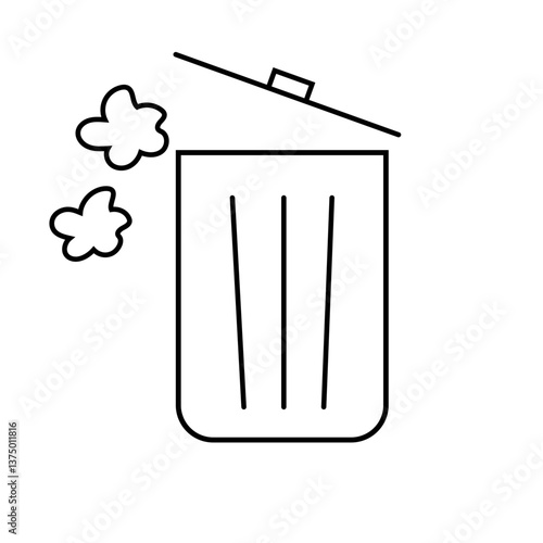 蓋の空いたシンプルなゴミ箱のアイコン