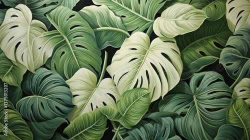 Wallpaper Mural astarte.ai: Ivory Florals on Emerald Green Canvas	 Torontodigital.ca