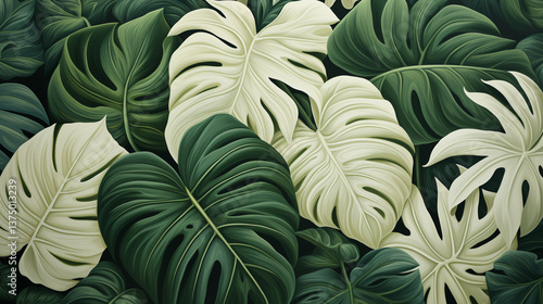 Wallpaper Mural astarte.ai: Ivory Florals on Emerald Green Canvas	 Torontodigital.ca