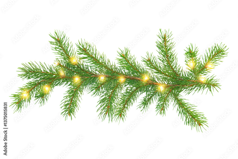 A festive christmas garland with bright yellow lights on a transparent isolated background image view A festive christmas garland with bright yellow lights on a transparent isolated background image view