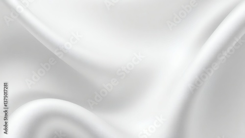 Smooth white silk satin fabric with elegant waves and soft flowing texture