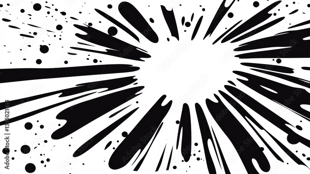 Obraz premium Bold black ink splatter creates energetic background effect