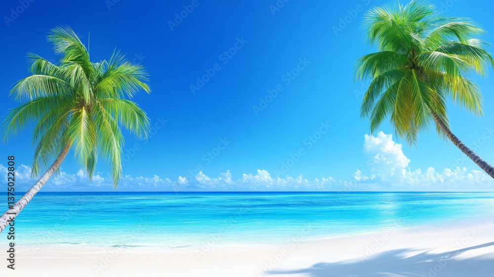 serene beach scene with palm trees and clear blue water serene beach scene with palm trees and clear blue water
