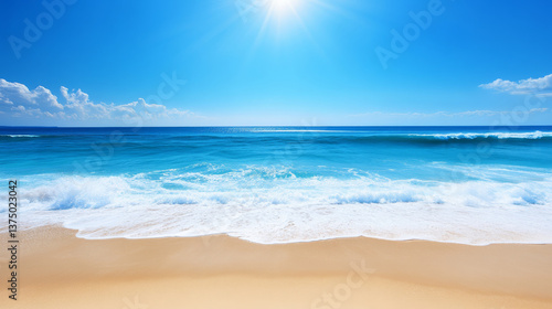 Wallpaper Mural serene beach scene with clear blue water and bright sun Torontodigital.ca
