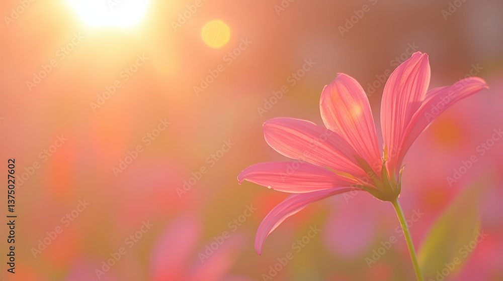 beautiful pink flower in soft sunlight creates serene atmosphere beautiful pink flower in soft sunlight creates serene atmosphere