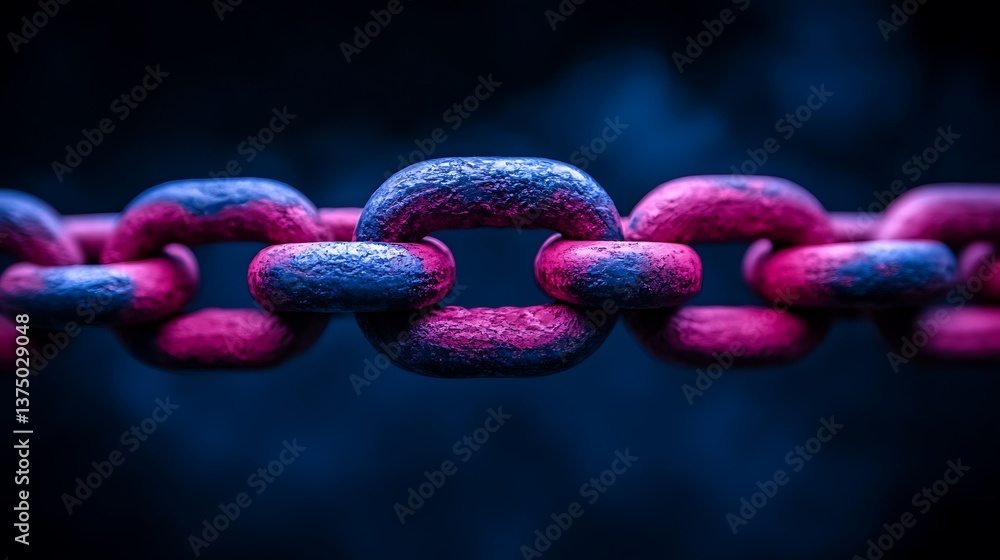 Pink Blue Rusty Chain Links. Pink Blue Rusty Chain Links.