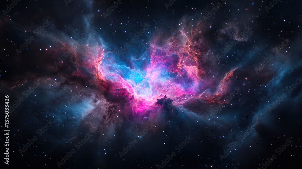 Fototapeta premium vibrant deep space photograph of colorful nebula showcasing stunning cosmic colors and textures