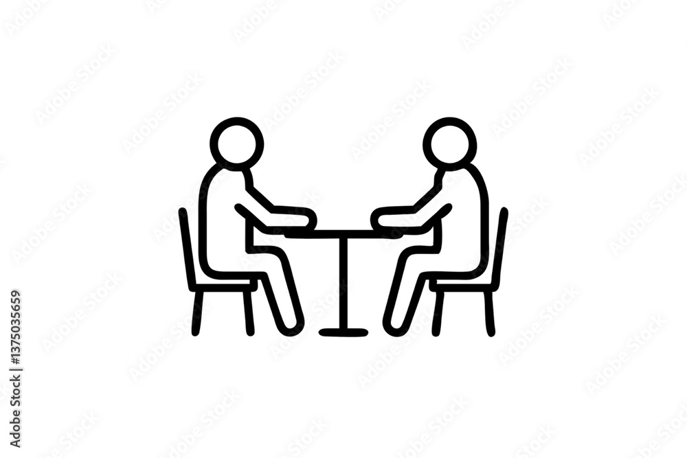 Two persons at a table negotiating icon, isolated on a transparent background Two persons at a table negotiating icon, isolated on a transparent background