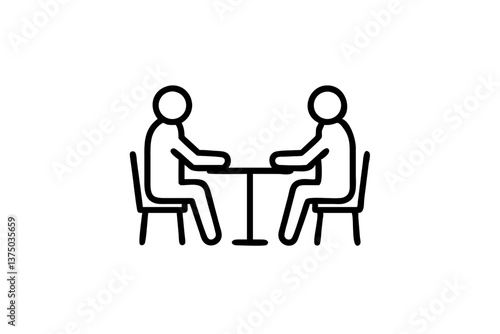 Two persons at a table negotiating icon, isolated on a transparent background