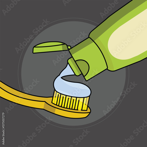 Brush your teeth regularly every day. Close-up of toothbrush and toothpaste. Outline style toothbrush vector