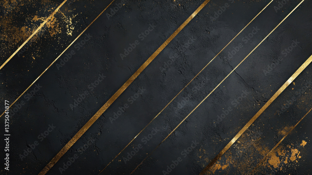 Fototapeta premium Elegant Black and Gold Abstract Background with Diagonal Lines
