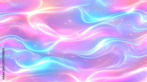 Abstract pastel pink, blue, and white glowing waves with sparkles . AI generative