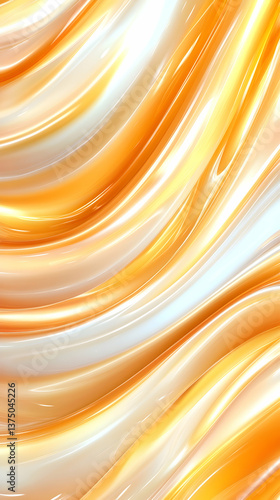 Abstract swirling creamy gold and white liquid texture . AI generative