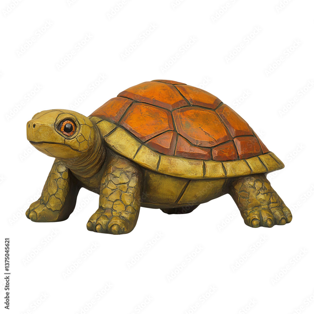 Obraz premium decorative turtle sculpture with orange shell and textured body