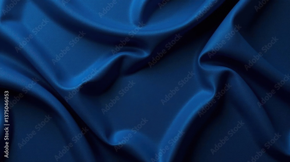Fototapeta premium Deep Blue Drapery Luxurious Fabric Texture with Smooth, Elegant Waves and Folds for Design Inspiration