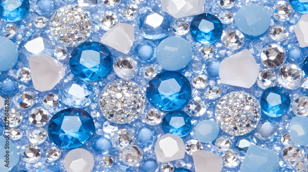 Close-up of assorted blue and white gemstones . AI generative Close-up of assorted blue and white gemstones . AI generative