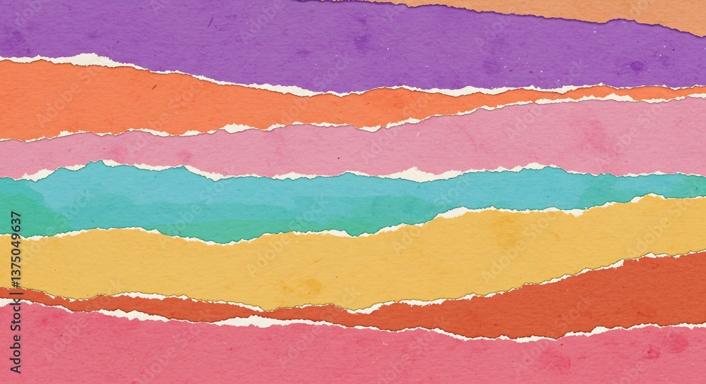 Obraz premium Torn Paper Colorful Stripes Abstract Background. AI Generated