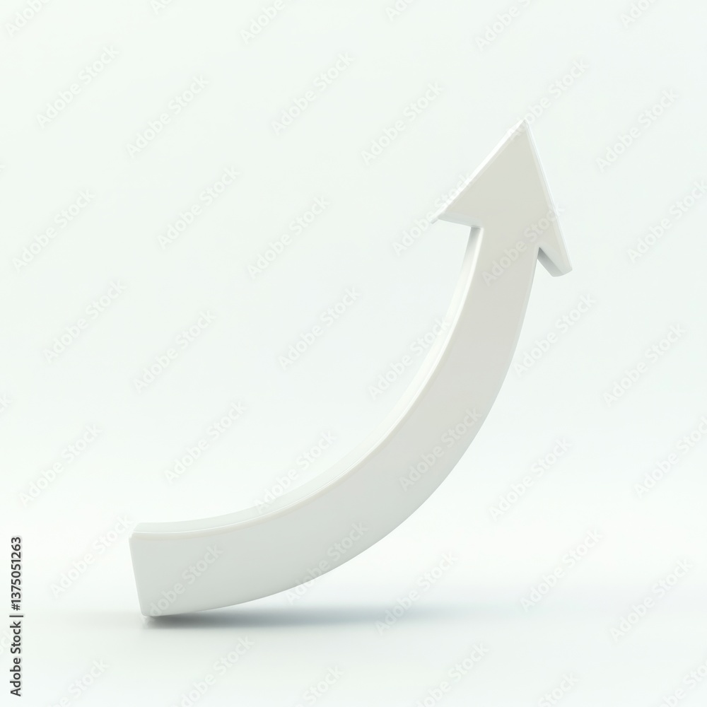 3D Icon of Single Financial Arrow Growing Upwards in Minimalistic Style 3D Icon of Single Financial Arrow Growing Upwards in Minimalistic Style