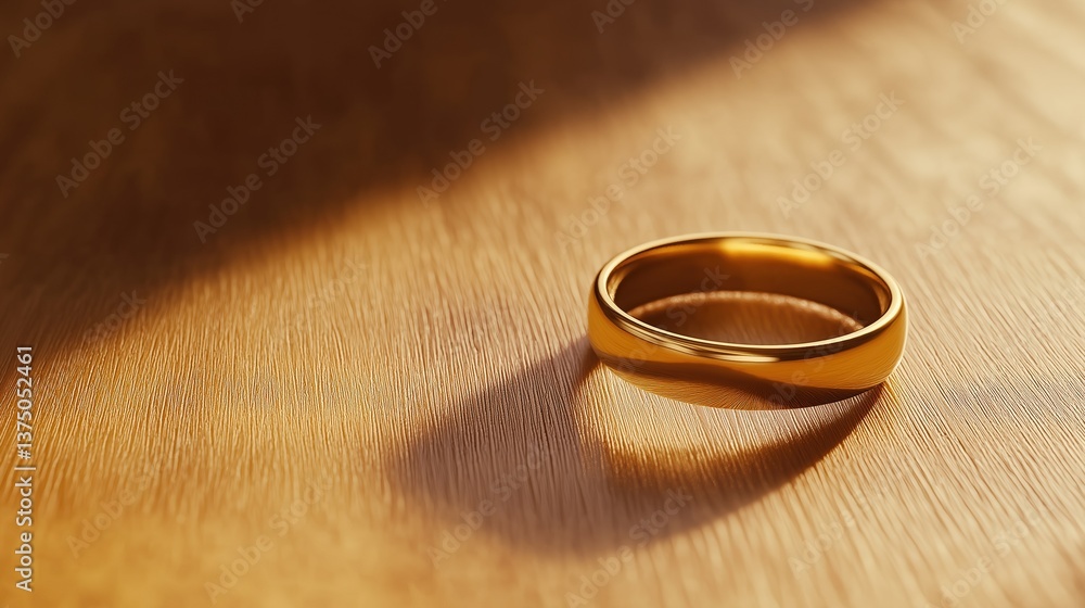 Close-up of a gold ring resting on a wooden surface. the ring appears to be made of a shiny, polished metal and has a smooth, polished surface. Close-up of a gold ring resting on a wooden surface. the ring appears to be made of a shiny, polished metal and has a smooth, polished surface.