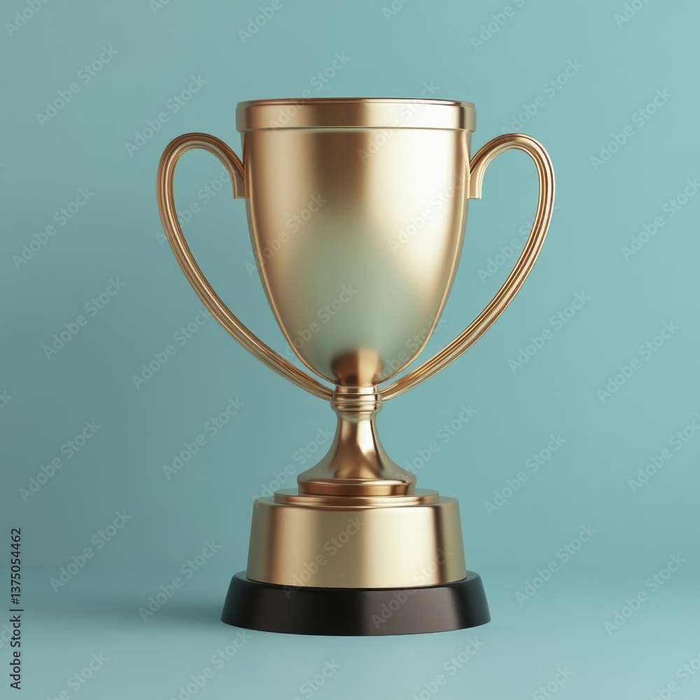 Single 3D Trophy Cup Icon on Flat Neutral Background Single 3D Trophy Cup Icon on Flat Neutral Background