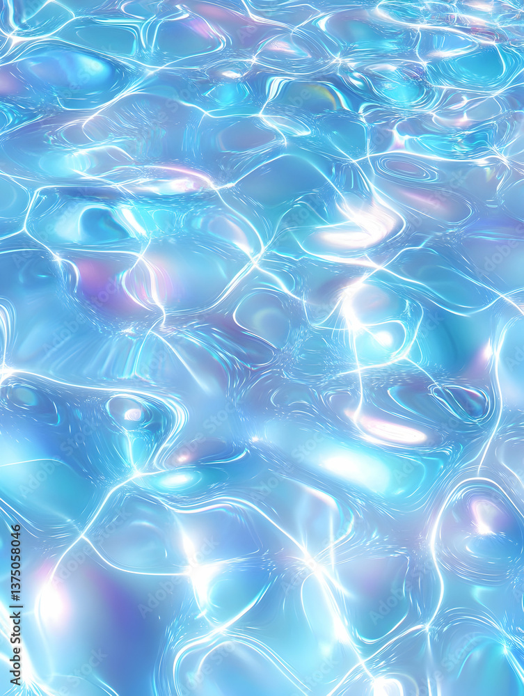 Iridescent blue water surface texture with light reflections . AI generative Iridescent blue water surface texture with light reflections . AI generative