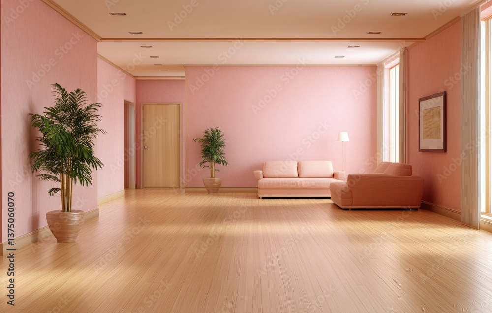 Fototapeta premium Modern Pink Living Room Interior Design
