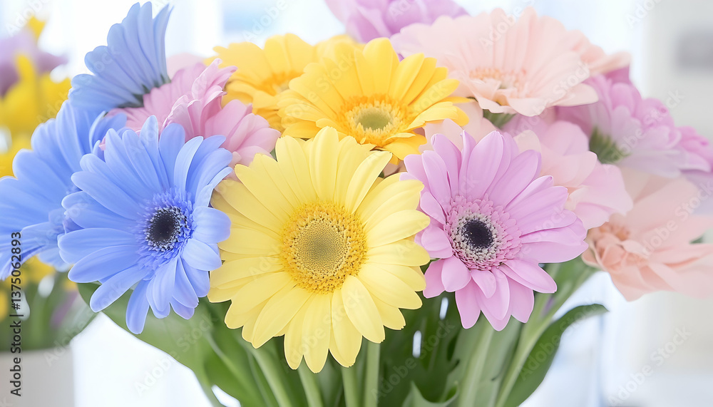 Pastel-colored gerbera daisies in a bouquet . AI generative Pastel-colored gerbera daisies in a bouquet . AI generative