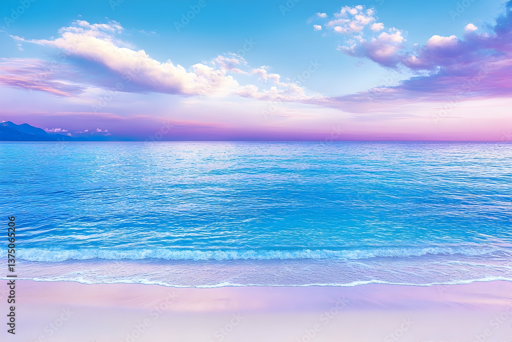 Serene ocean sunset, pastel hues, soft waves lapping sandy shore . AI generative Serene ocean sunset, pastel hues, soft waves lapping sandy shore . AI generative