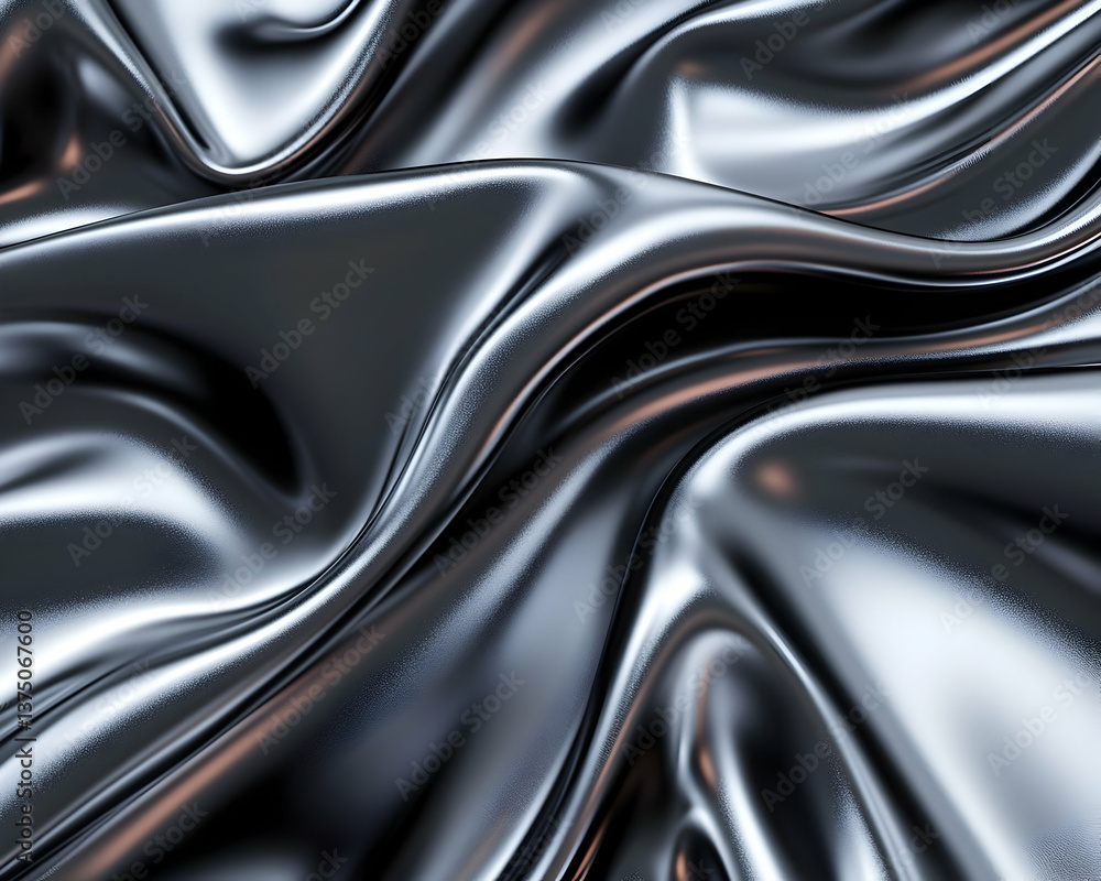 Smooth, flowing metallic silver fabric with elegant, swirling folds and highlights . AI generative Smooth, flowing metallic silver fabric with elegant, swirling folds and highlights . AI generative