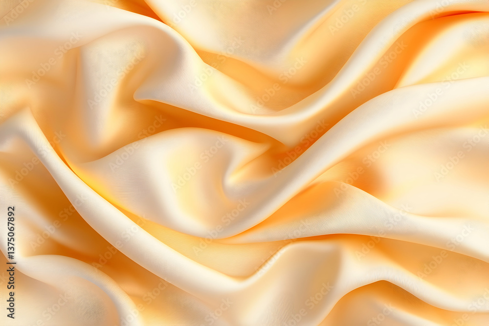 Obraz premium Soft, pale yellow fabric with elegant, flowing folds and wrinkles . AI generative