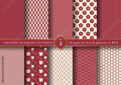 和柄シームレスパターンセット 赤04