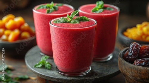 Wallpaper Mural Refreshing Red Smoothie with Dates and Dried Apricots Torontodigital.ca
