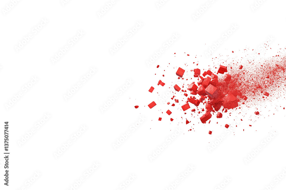 Fototapeta premium Red powder explosion on white background 