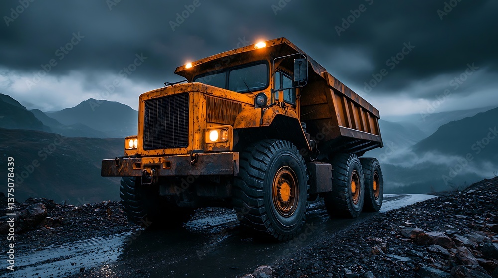 Heavy-duty truck on a mountain road Heavy-duty truck on a mountain road