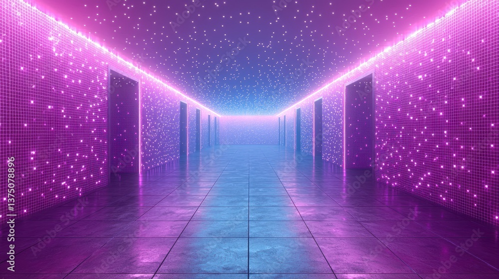 Neon Lights Corridor: A Digital Dreamscape Neon Lights Corridor: A Digital Dreamscape