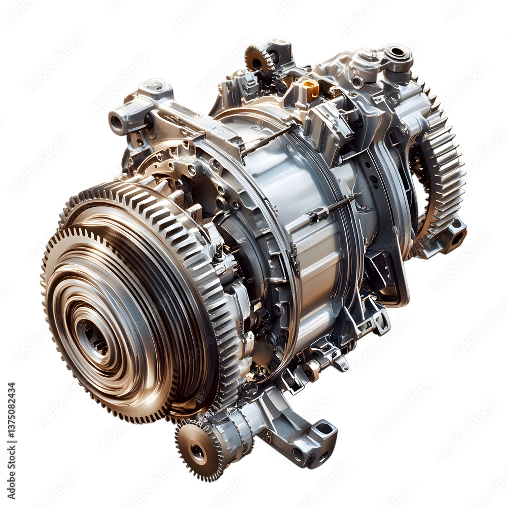 A car transmission system with gears and shafts, isolated on transparent background A car transmission system with gears and shafts, isolated on transparent background
