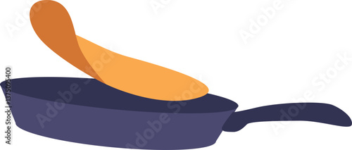 Pancake cooking on frying pan