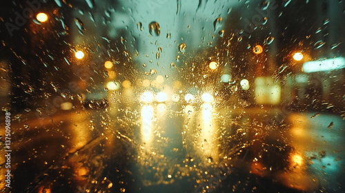 Drops of rain on glass with filter effect retro vintage style