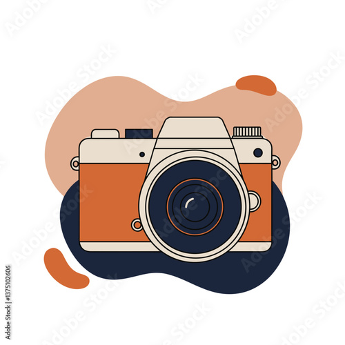 Vintage camera illustration on colorful background  
