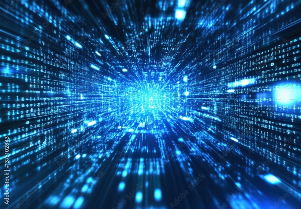 Digital Data Stream Tunnel Futuristic Visualization Digital Data Stream Tunnel Futuristic Visualization