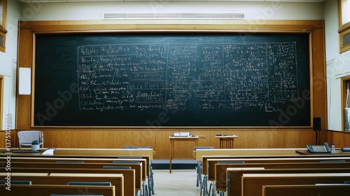 A blackboard in a university lecture hall, filled with advanced calculus derivations.