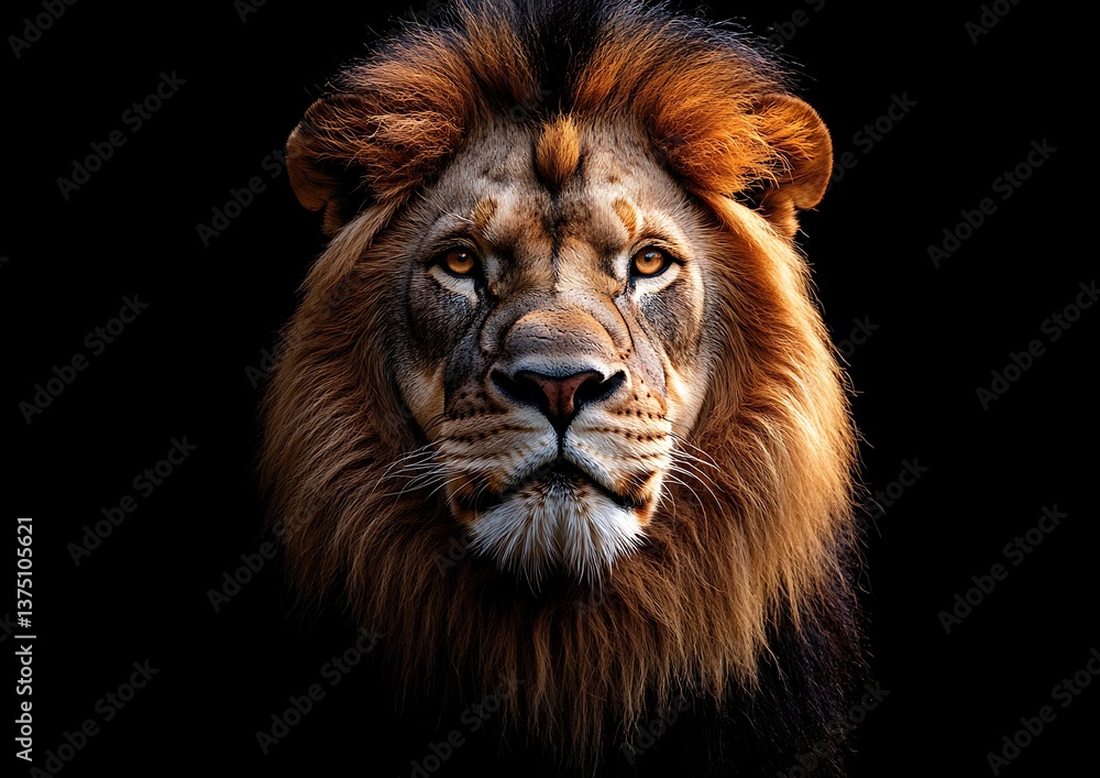 Majestic Lion Portrait with Dark Background. Majestic Lion Portrait with Dark Background.