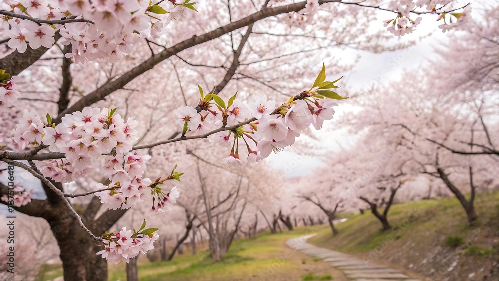 Fototapeta premium Cherry blossom trees in spring