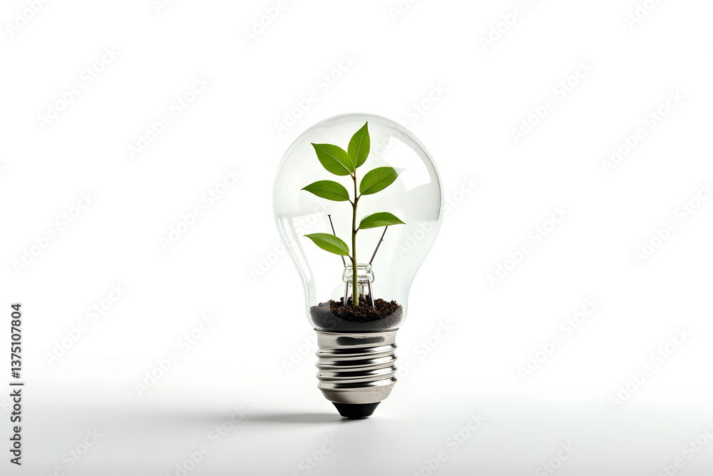 “Tree Growing from a Light Bulb”, green energy concept, lightbulb with plant growing inside “Tree Growing from a Light Bulb”, green energy concept, lightbulb with plant growing inside