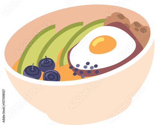 Fried eggs with fruit vector illustration