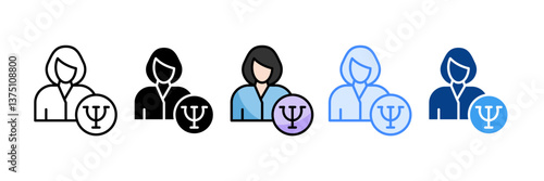 Psychologist Icon Set Multiple Style Collection